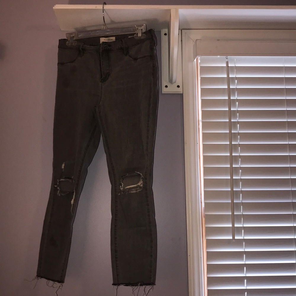 Grey Lightwash Ripped Pacsun Skinny Jeans
